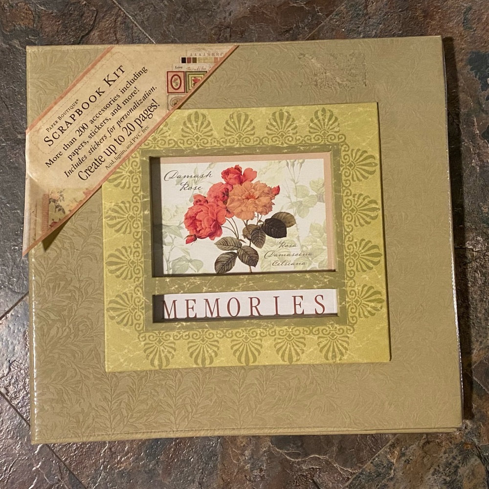 Green Floral Velvet New Seasons Scrapbook with Stickers
